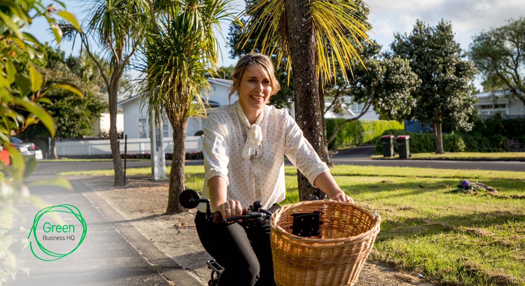 Photo of Caroyln Cox riding bicycle